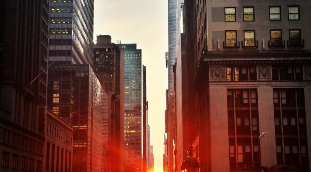 sunset over new York City street